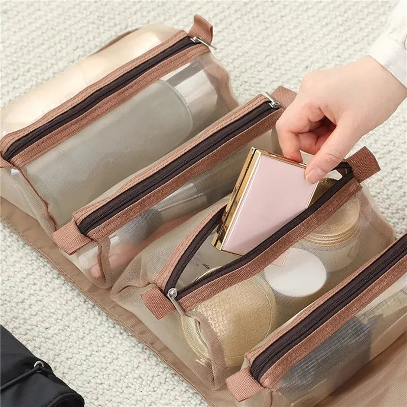 Bolsa de viagem cosmética portátil 4 peças em 1